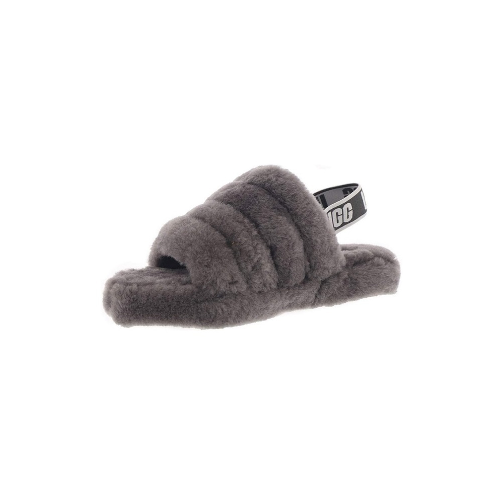 UGG | Fluf Yeah Slides Slippers In Charcoal Grey NEW Size 10 Toddler